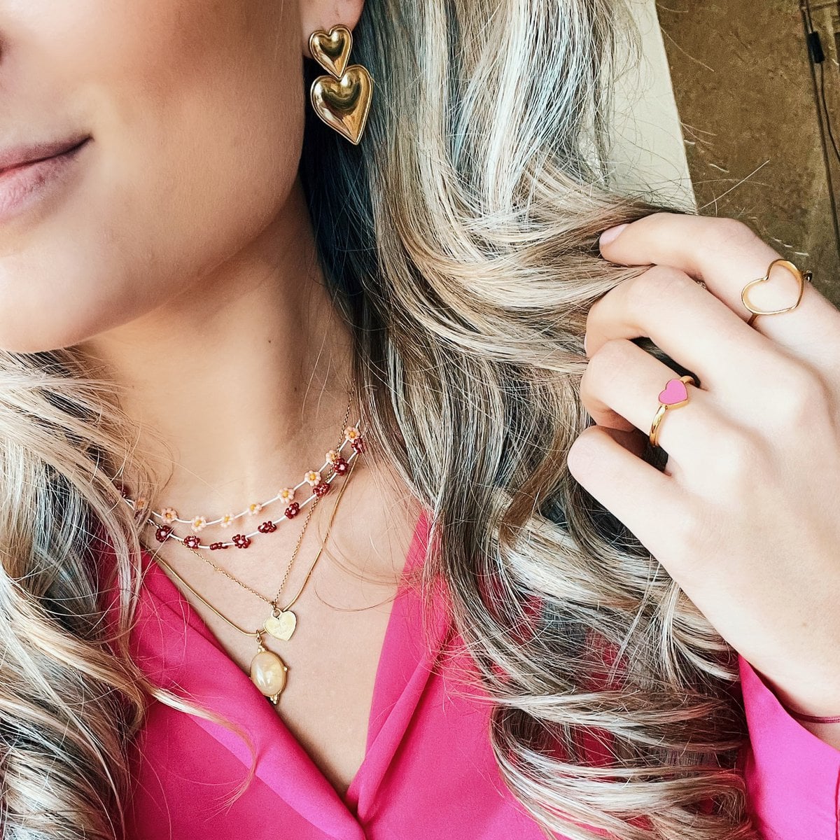 Daisy flower  necklace - nude/gold - FI100 - Selva & Co
